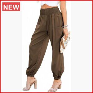 Women's High Waisted Cargo Elephant Pants with Pockets